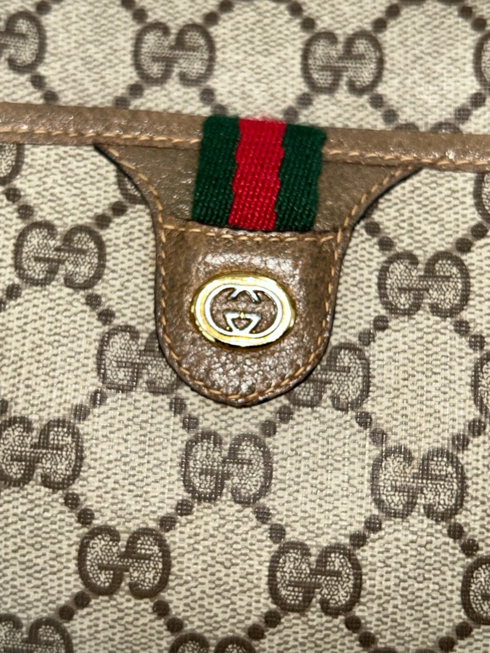 Gucci Beige Brown GG Canvas Crossbody with Green-Red Web and Gold Hardware - Picture 11 of 15